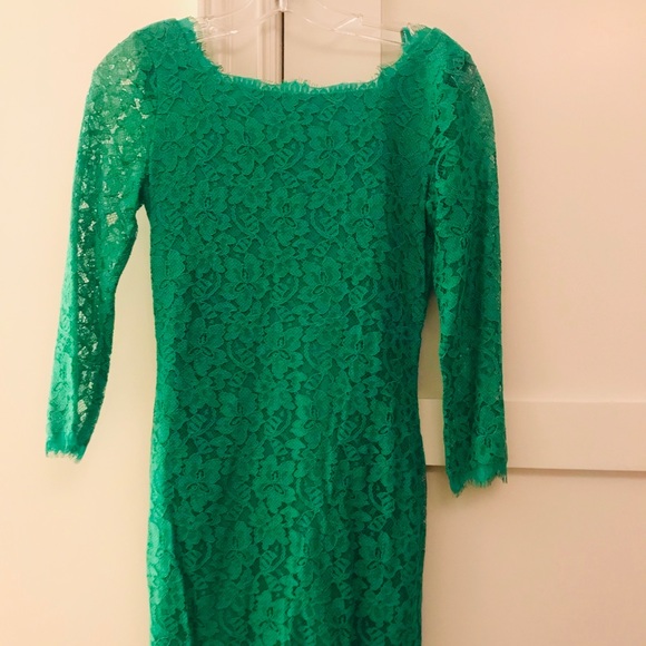 Diane Von Furstenberg | Dresses | Diane Von Furstenberg Green Lace Dress |  Poshmark